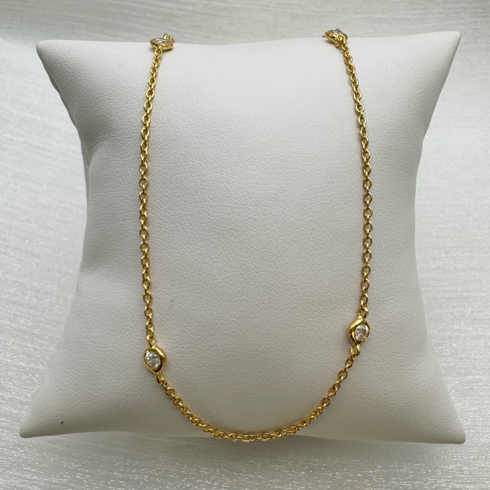 S925 Gold Dipped Bezel Crystal Necklace 24” - image 2